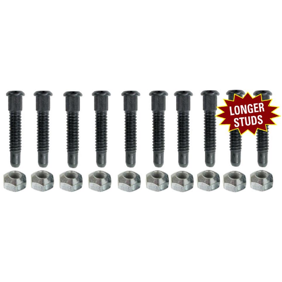 Long Wheel Stud Lug Nut Kit 10pc 5/8″ Coarse 4″ Performance